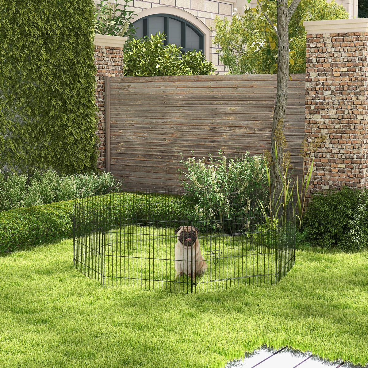 Puppy Playpen 8-Piece Puppy Enclosure with 8 Grid Panels, Door, Protective Tarp, Exercise Pen, 61cm High, Puppy (10)