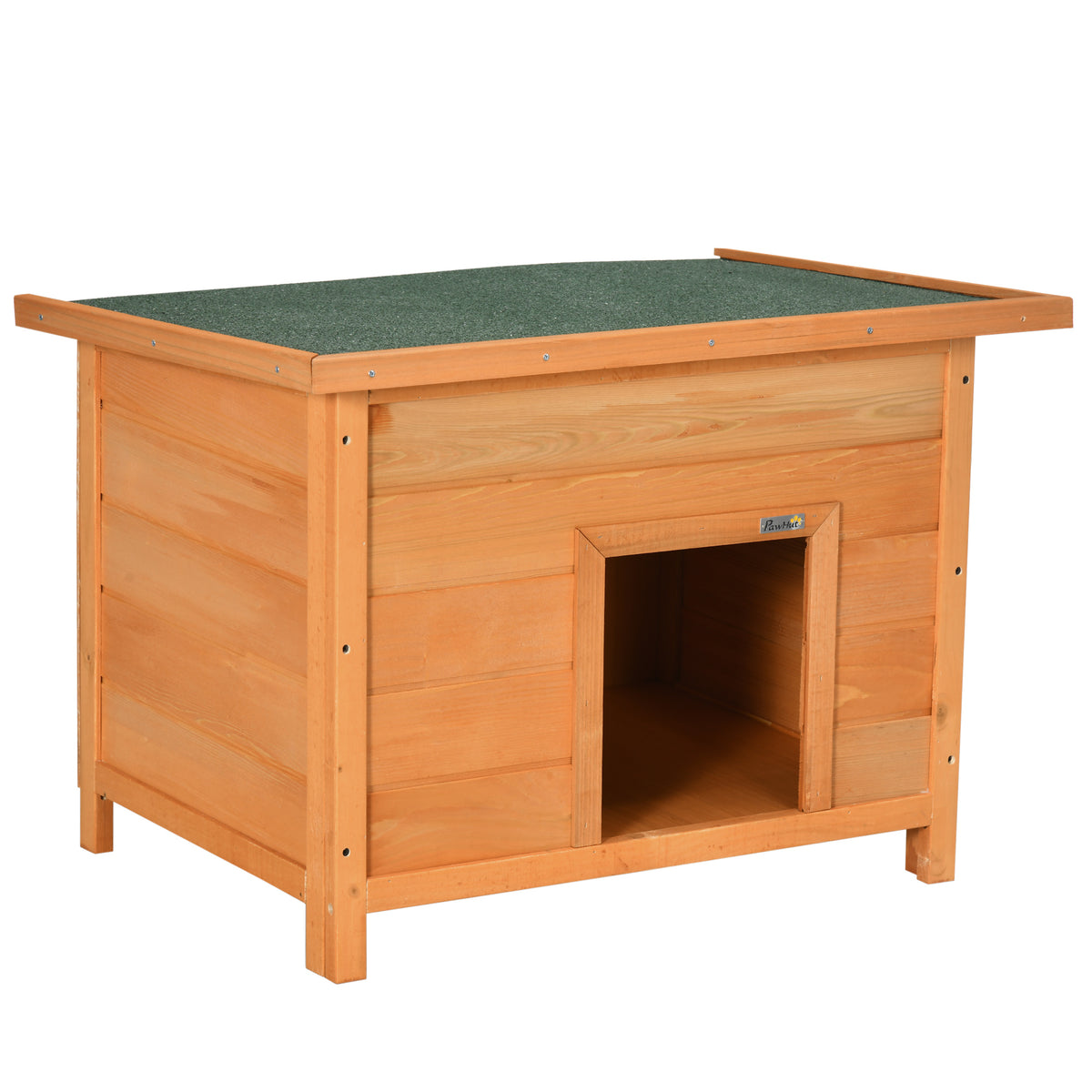 Outdoor Dog House, Wooden Dog Kennel with Openable Asphalt Roof, Waterproof Dog Den with Elevated Floor for