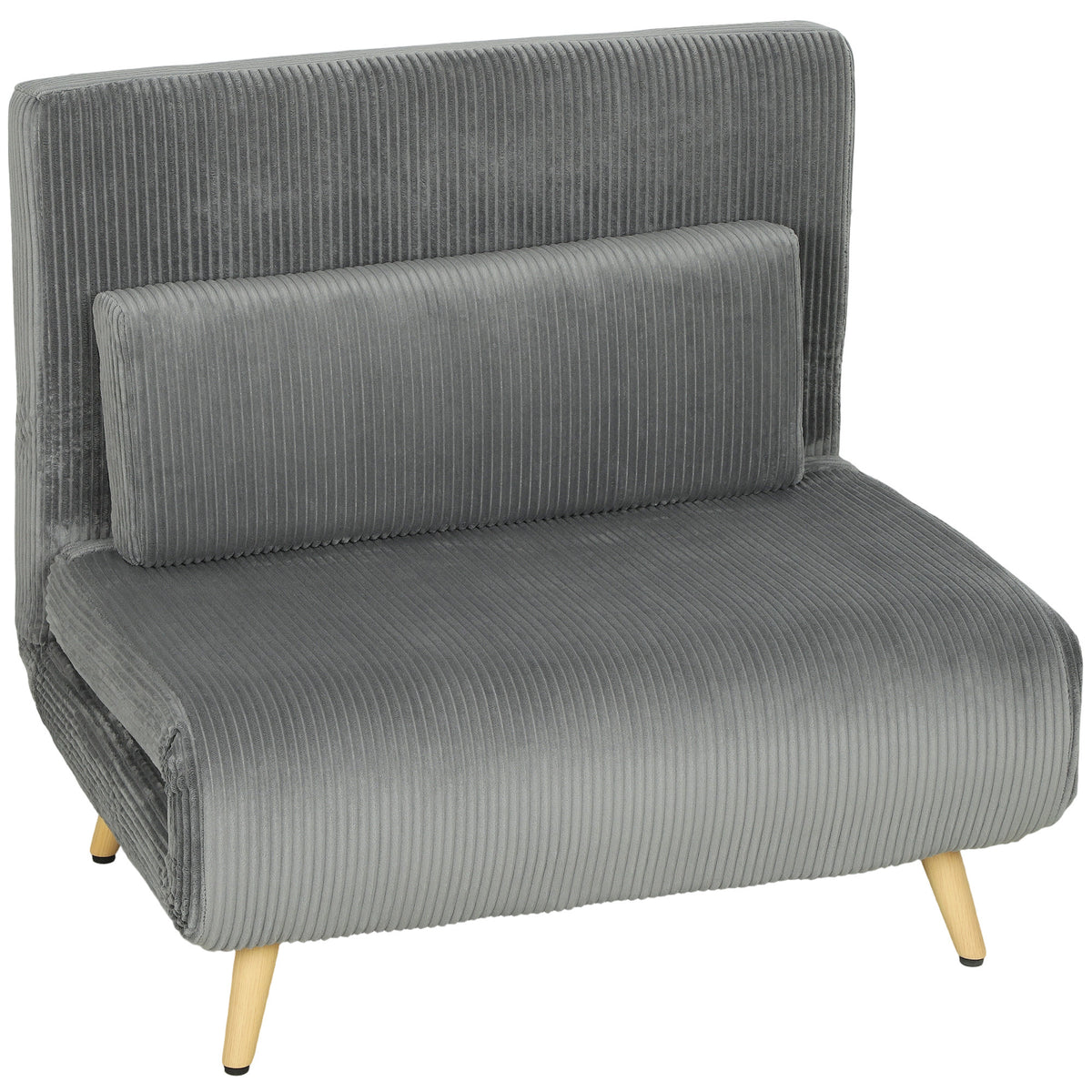 3-in-1 sleeper chair, foldable corduroy armchair with sleep function, adjustable backrest, cushion dark gray