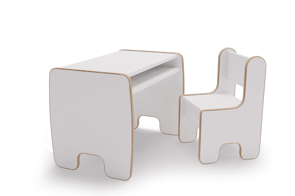 Children's Timi table + chair MDF colour white