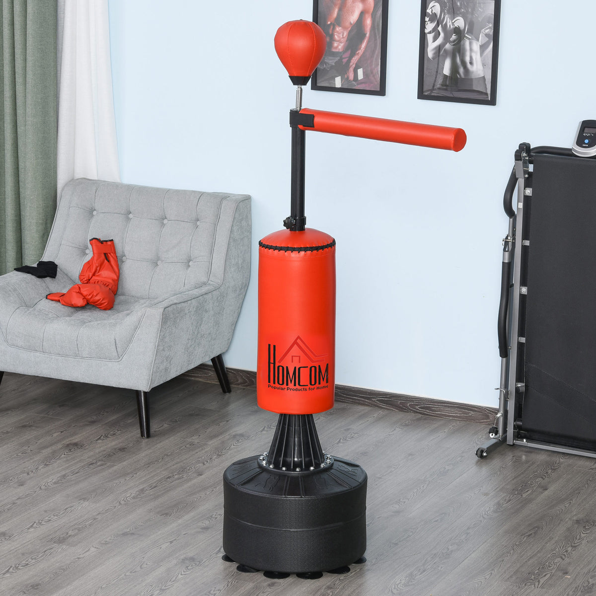 Free-standing punching bag 155-205cm, height-adjustable standing punch bag with 360° reflex bar, speedball (2)