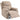 Manual recliner, modern armchair in linen-look fabric with thick padding, padded armrests and footrest, beige