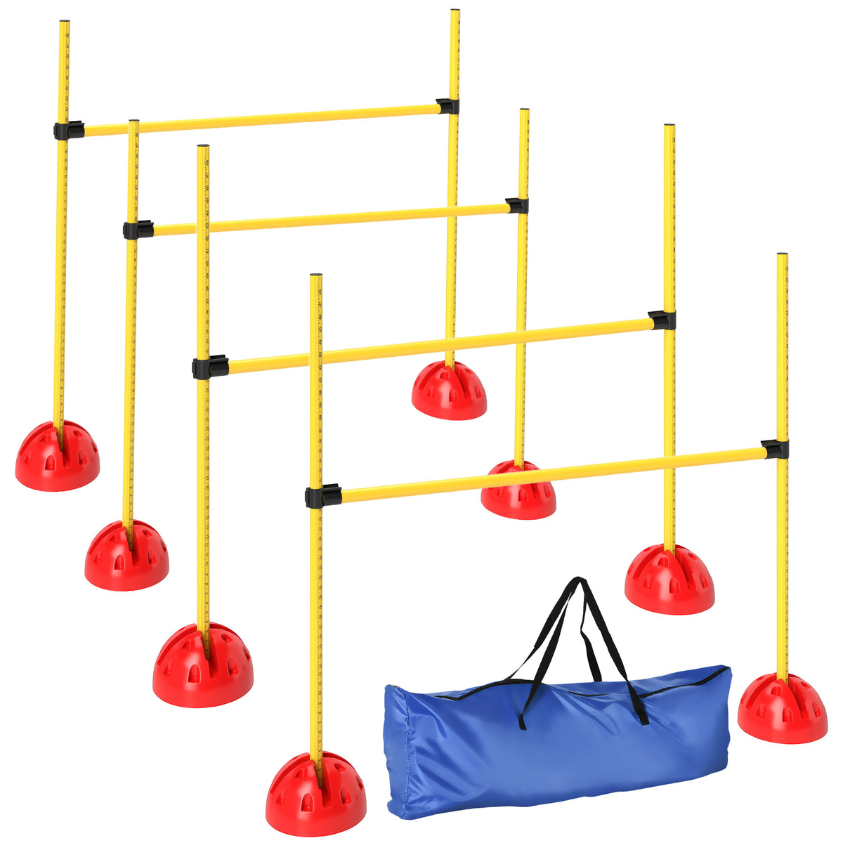 4-piece dog agility set with 4 hurdles and carrying bag for jump training, yellow