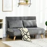 Sofa bed, relax sofa, sofa, couch, incl. 2 cushions, velvet look, 130 x 78 x 79 cm, grey (2)