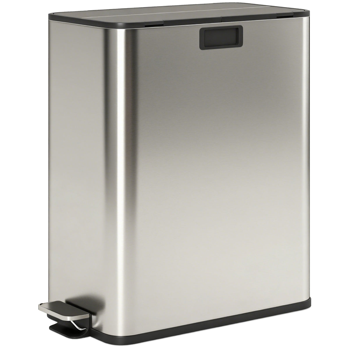 Kitchen trash can, 2 x 28L stainless steel pedal bin with soft-close lid and removable inner buckets