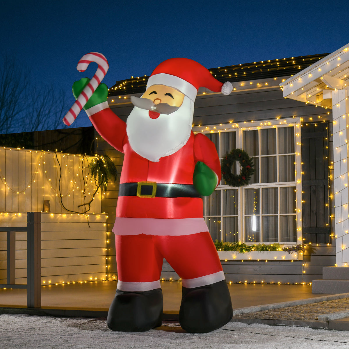 Inflatable Santa Claus with LED lighting incl. blower, tether ropes, ground stakes, sandbags, 140cm x 85cm x (2)