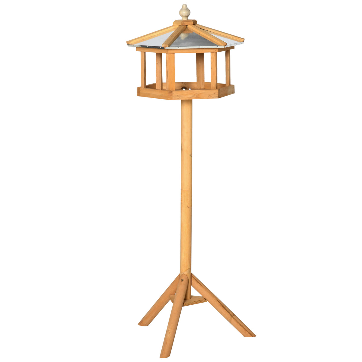 Bird house with stand, weatherproof bird feeder with weather-resistant zinc roof, wooden bird feeder for wild