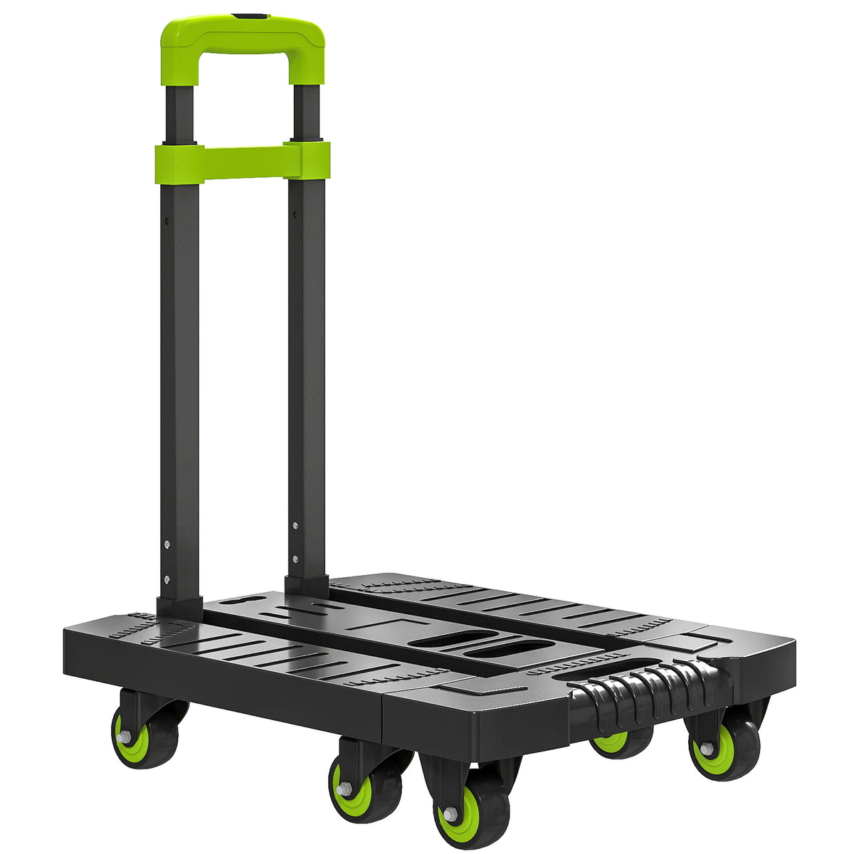 Foldable metal hand truck transport trolley with wheels and adjustable handle 49 x 35 x 102 cm green
