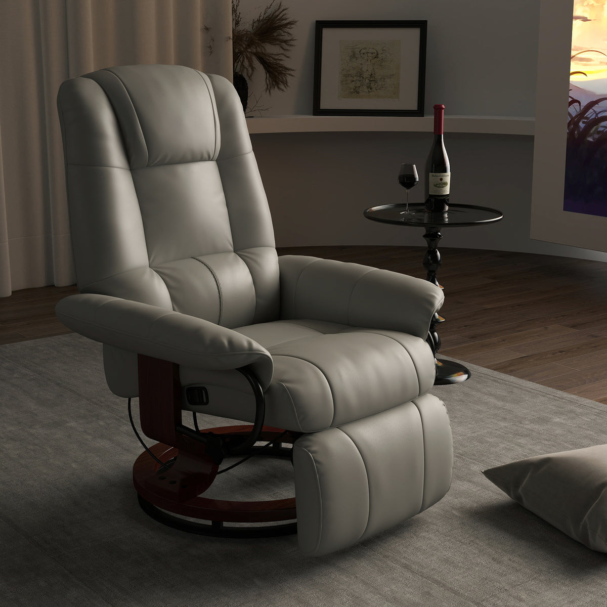 Recliner TV chair lounge chair faux leather 360° swivel chair 145° tiltable grey 78 x 87 x 100 cm (2)