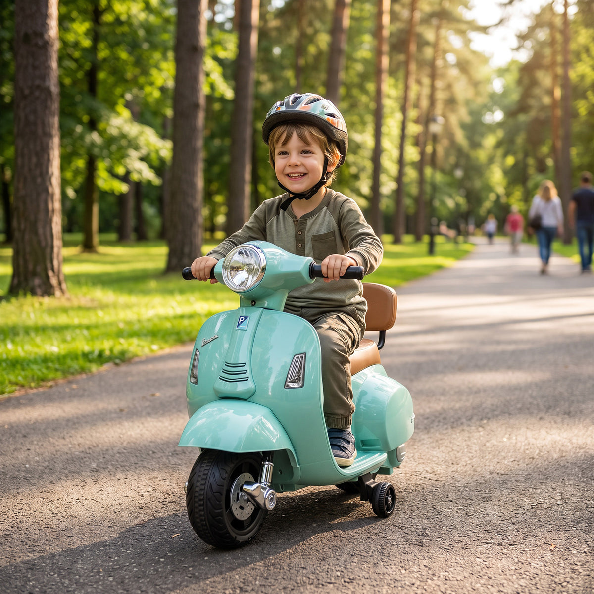Electric Motorcycle for Kids Mini Vespa GTS 6V Electric Motorbike with Lithium Battery Ergonomic Seat Backrest (2)
