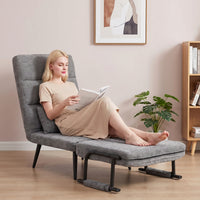 3-in-1 Foldable Sleeper Chair with Sleeping Function, 186 x 60 cm Sleeper Chair with 5-Level Adjustable Backrest (2)