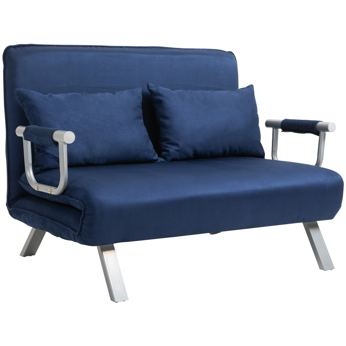 Sofa bed, 5-position adjustable, faux suede, metal frame, incl. cushions, navy blue