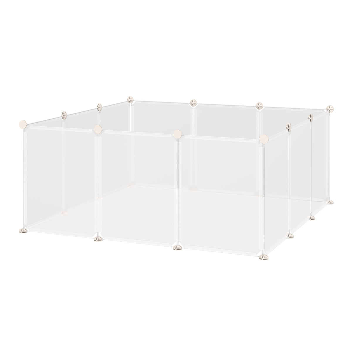DIY Small Pet Playpen, Metal Wire Exercise Enclosure, Indoor Gate, 12 Panels, White, Metal & PP Resin, 105 x 105