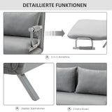 Sofa bed, double sofa, guest bed, including 2 cushions, gray (5)