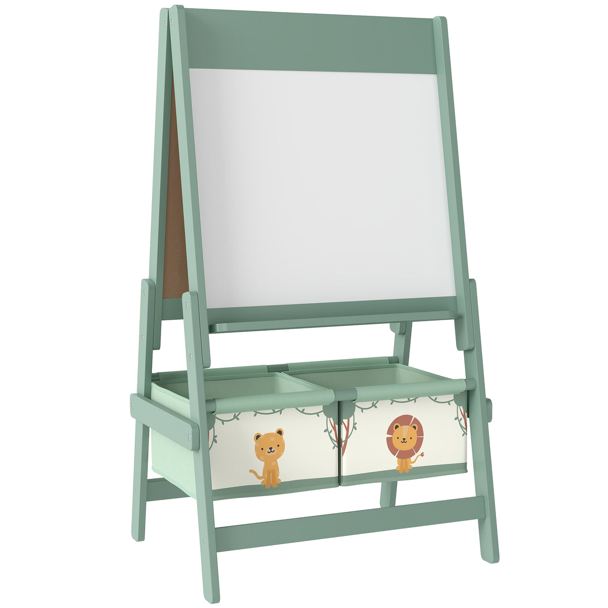 3-in-1 Kids Easel, Children's Blackboard with Chalkboard, Whiteboard, Paper Roll, 2 Storage Boxes, for Ages 3-8