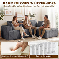 3-seater L-shaped corner sofa with ottoman, convertible chenille cloud sleeper sofa with pocket spring (4)