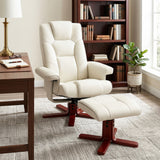 Recliner chair with footstool, faux leather, reclining backrest, up to 150 kg, cream white (8)