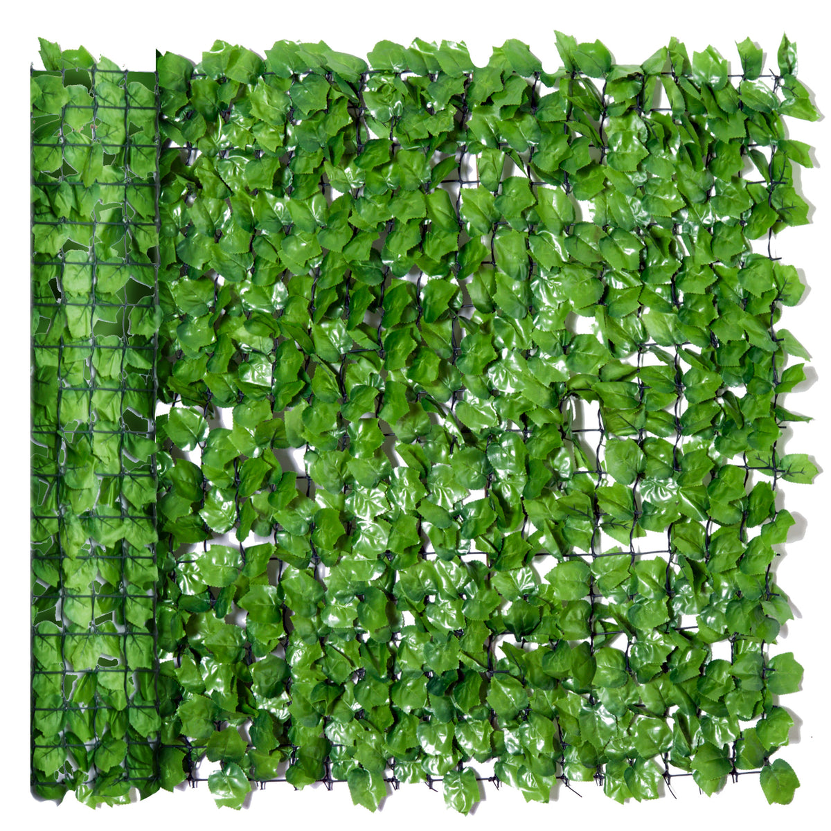 Artificial hedge privacy screen, UV-protected, leaf privacy screen mesh, hedge fence, 300 x 100 cm, green