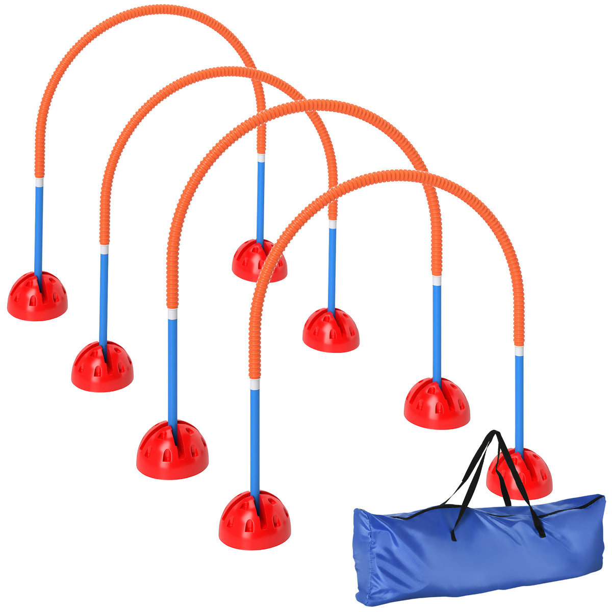 4-piece dog agility training set with 4 adjustable-width hurdles, carrying bag, for garden, blue