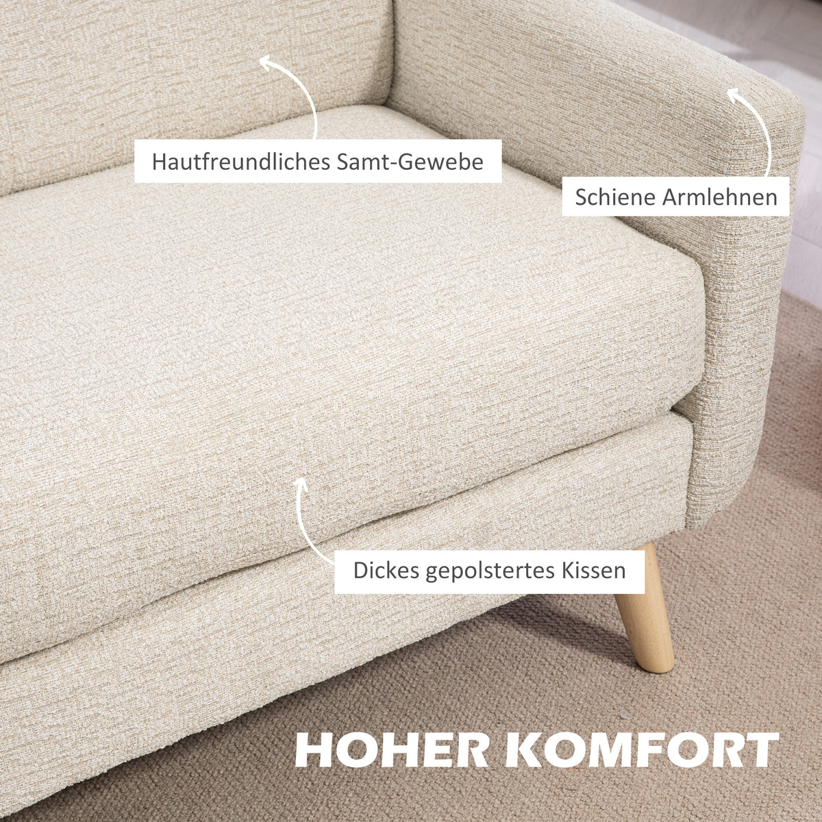 Two-seater sofa, comfortable, 134x71x82 cm, beige (5)