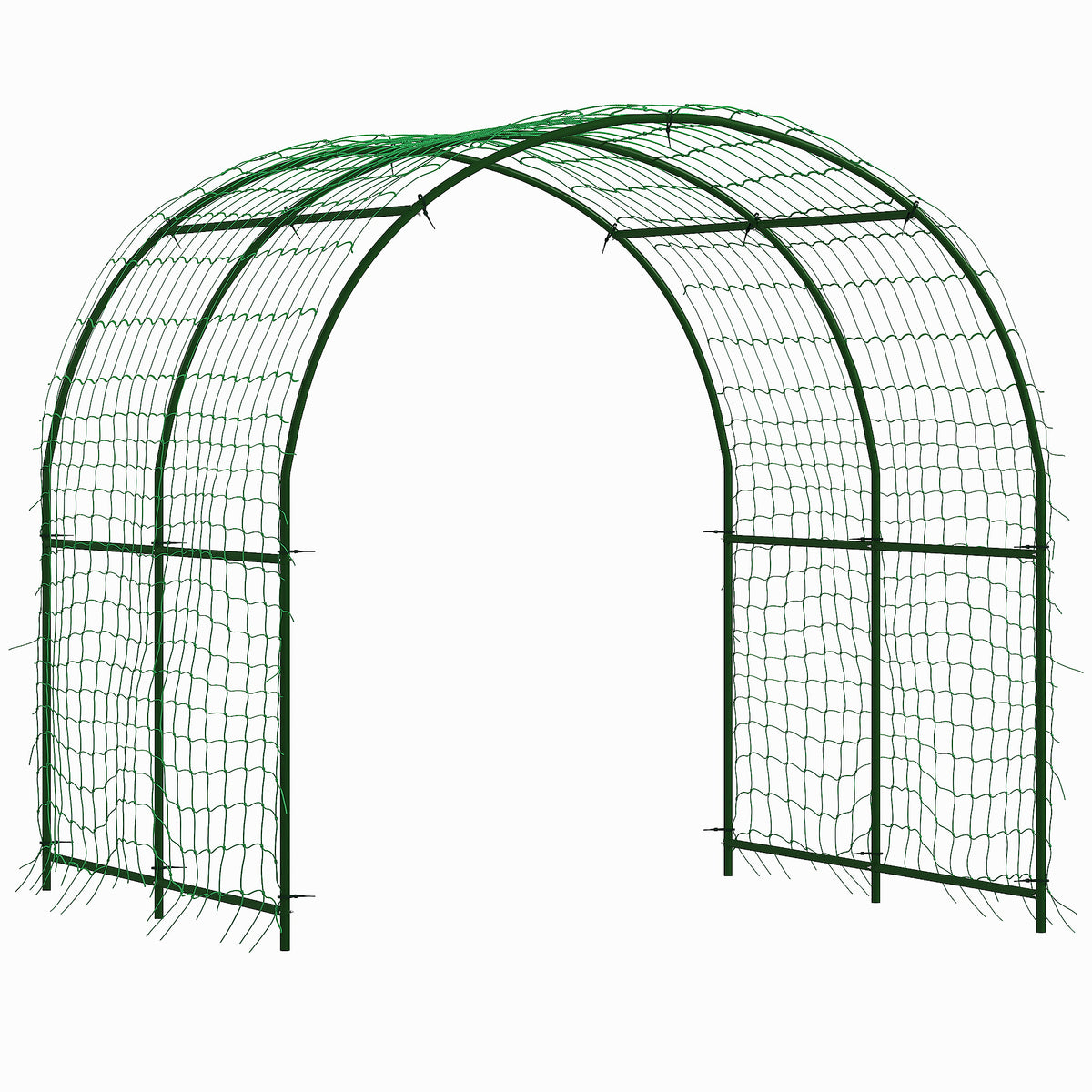 Rust-proof plug-in metal trellis, curved plant support, cucumber espalier, 210 x 250 x 216 cm, dark green
