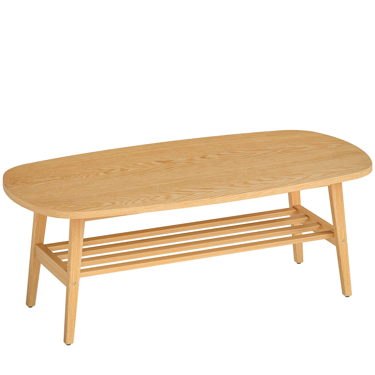 Coffee table living room table with shelf, coffee table for living room, bedroom, 120 x 60 x 42 cm, natural wood