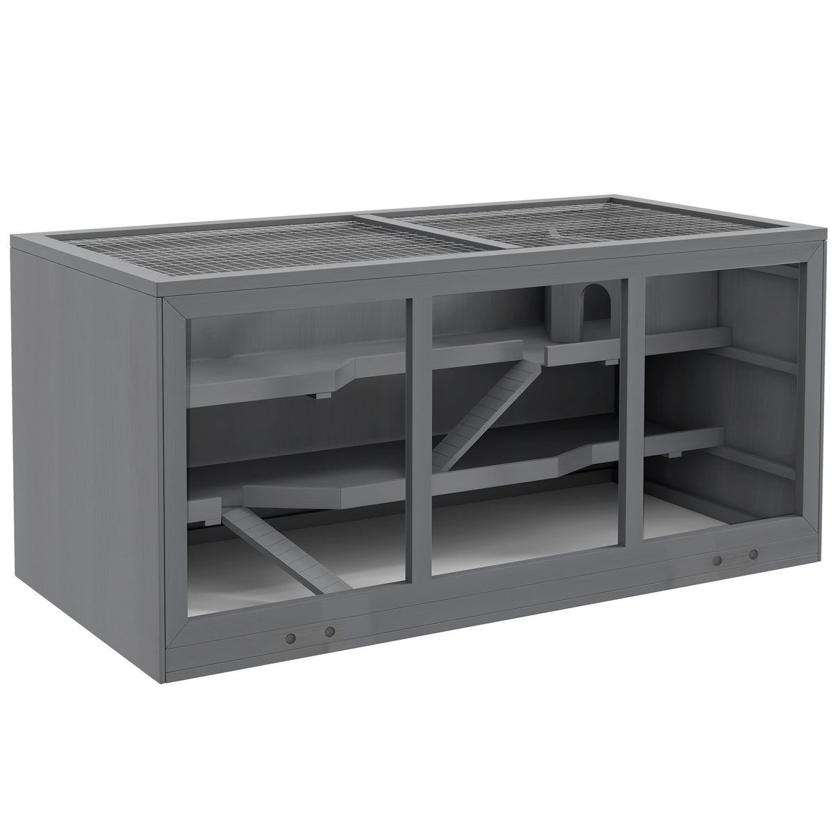 Dwarf hamster cage, rodent cage, small animal box, lockable, wood, easy to clean, grey