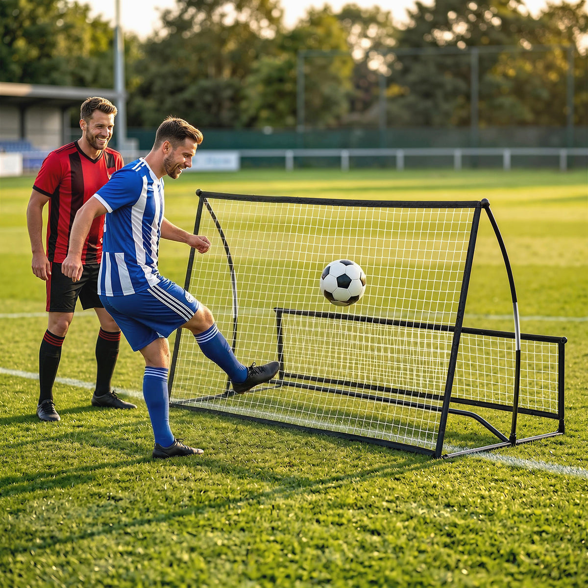 Football Rebounder, 2-in-1 Double-Sided Foldable Rebound Wall with Rebound Net, 200 x 94cm, Black (2)