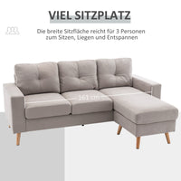 3-seater corner sofa, linen look, reversible chaise longue, 193x136x85 cm, light grey (5)