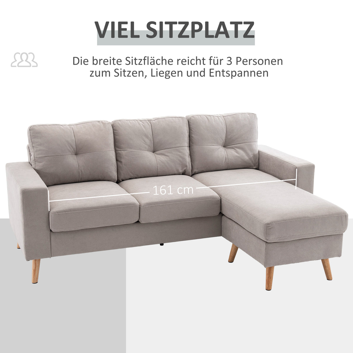 3-seater corner sofa, linen look, reversible chaise longue, 193x136x85 cm, light grey (5)