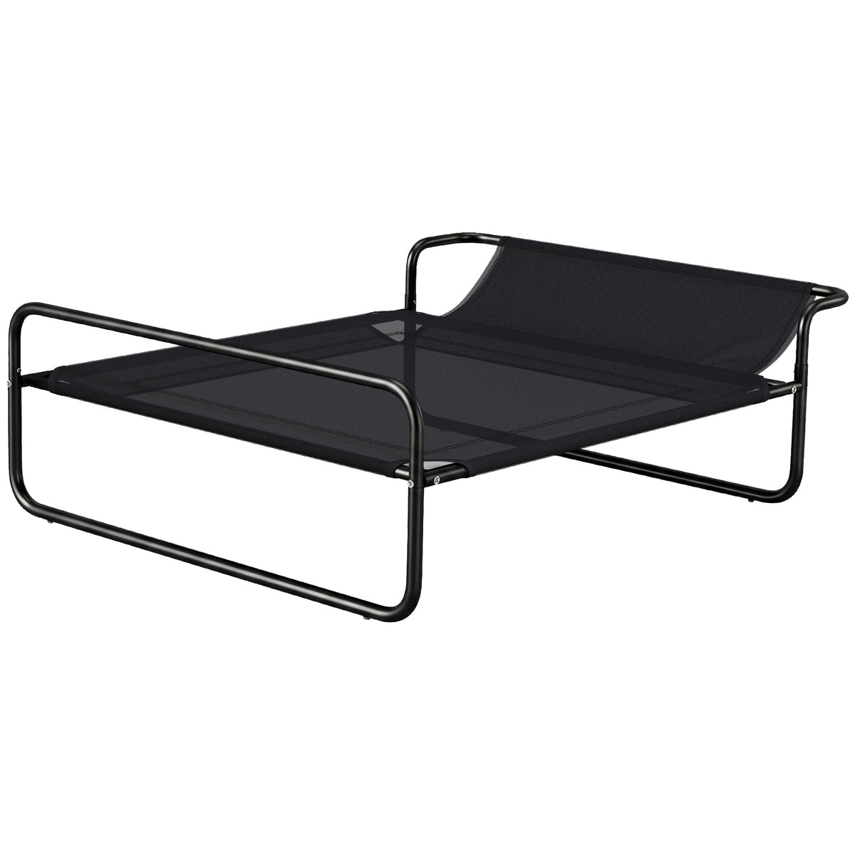 Dog bed, elevated design, mesh cover, steel frame, 29 x 91 x 69 cm, black