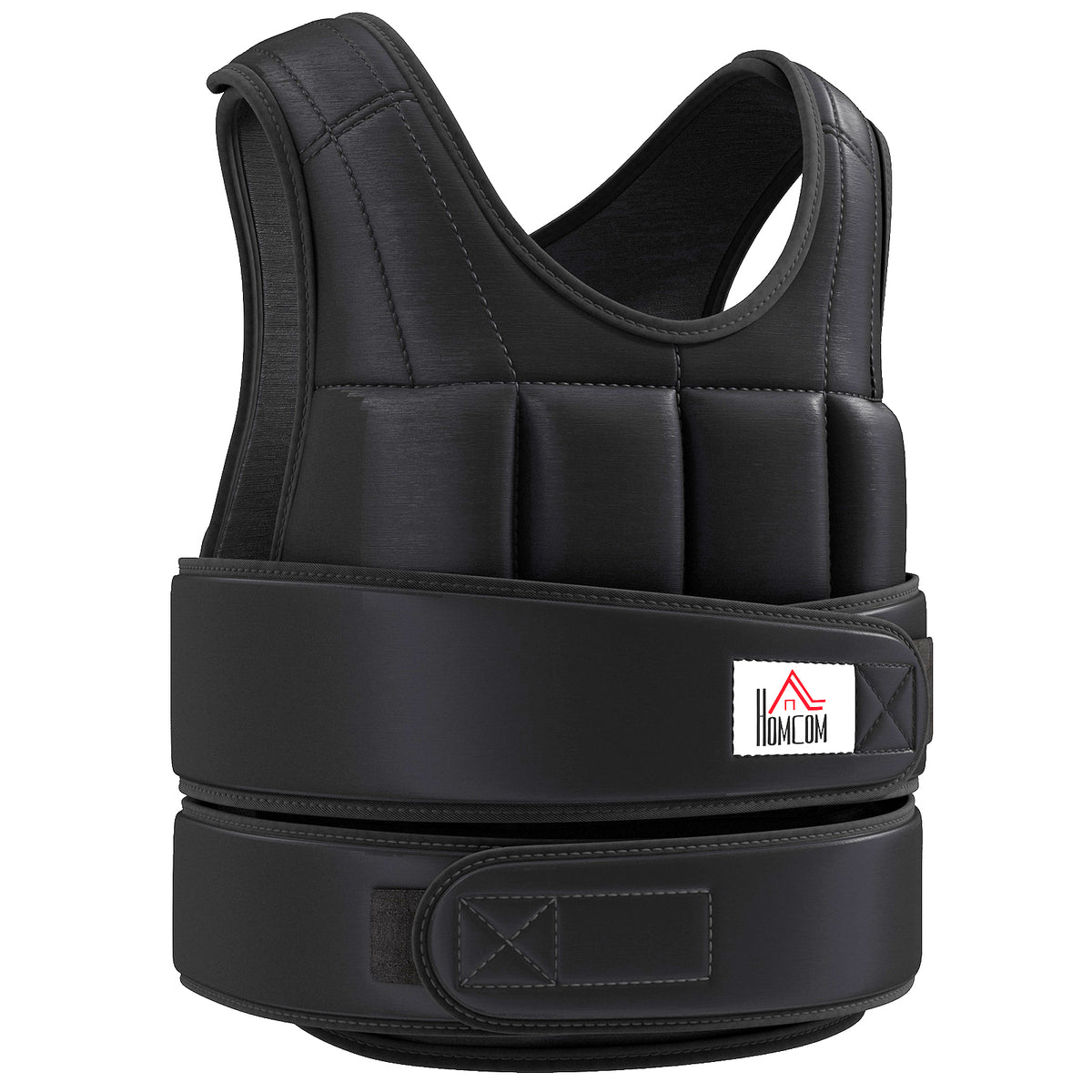 20 KG weighted vest, adjustable training vest with removable weights, black