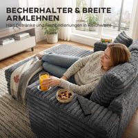 Chaise Longue 2-Seater Large Sofa Bed 134 x 151 cm with Cup Holder for Living Room, Gray (7)