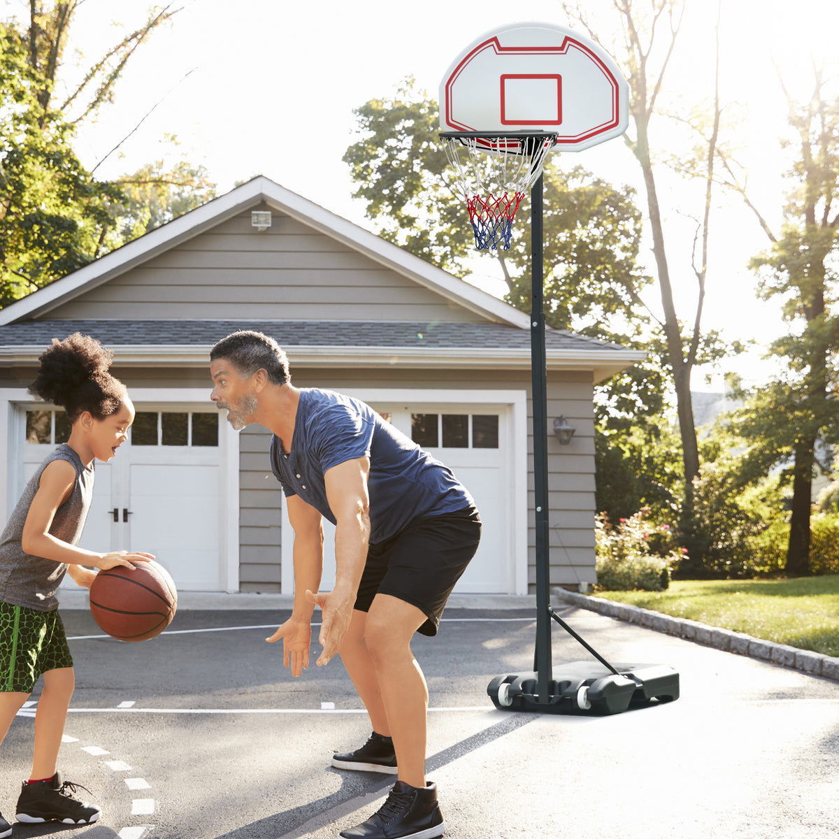Outdoor Basketball Hoop with Wheels, Height Adjustable 155-210 cm, Portable Basketball Stand with Wheels (2)