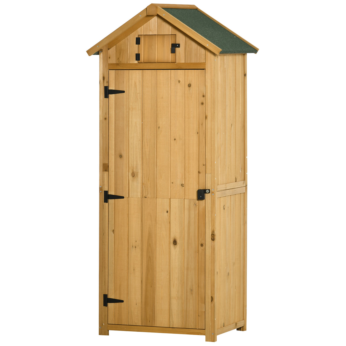 Garden Cabinet Garden Shed Tool Shed Tool Storage with Shelves Asphalt Roof Window Wood Yellow+Green 77 x 54.2 x