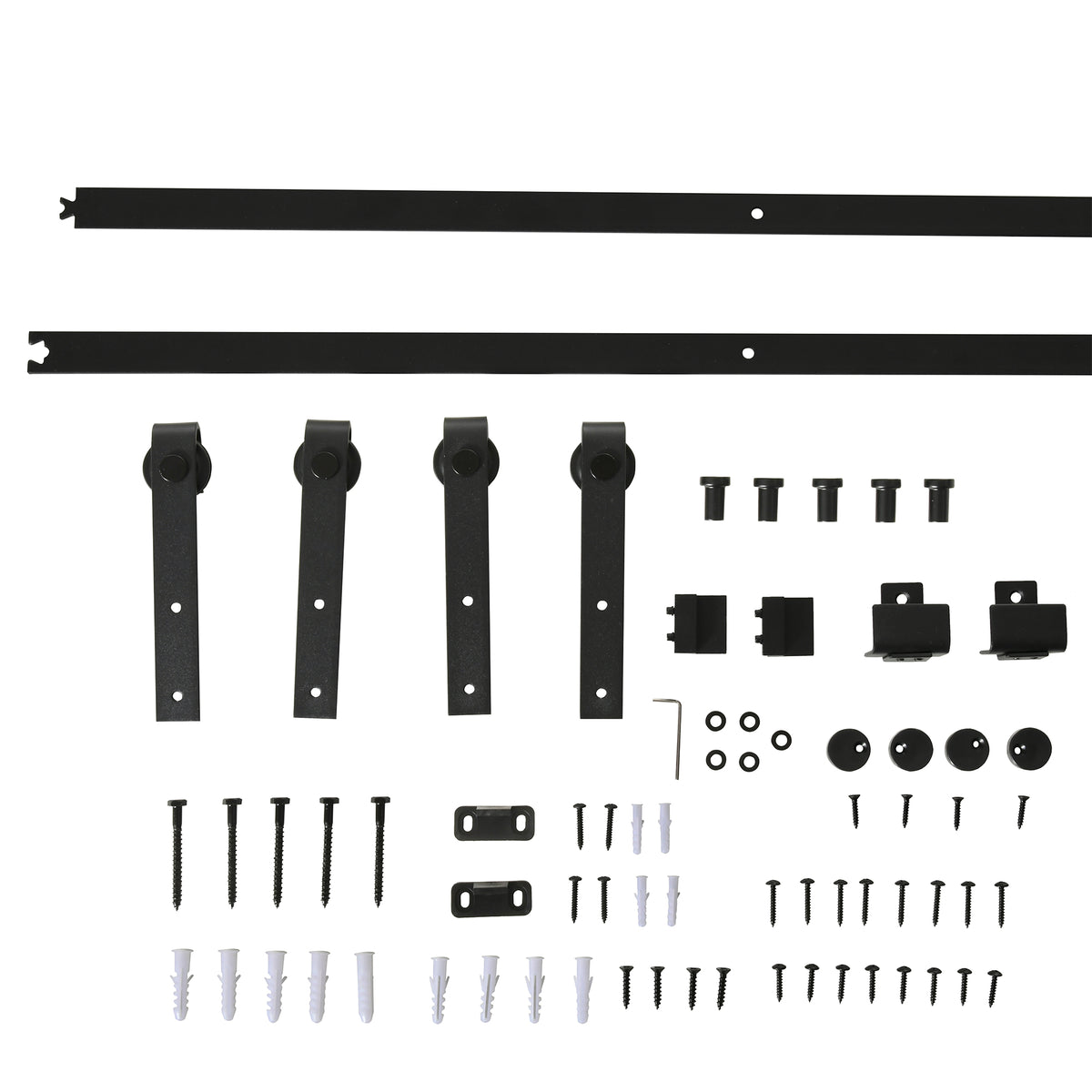 183 cm sliding door complete set, sliding door hardware with floor guide, sliding door track, rollers, sliding