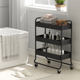 Kitchen trolley, 3 baskets, 4 castors, metal, black (9)