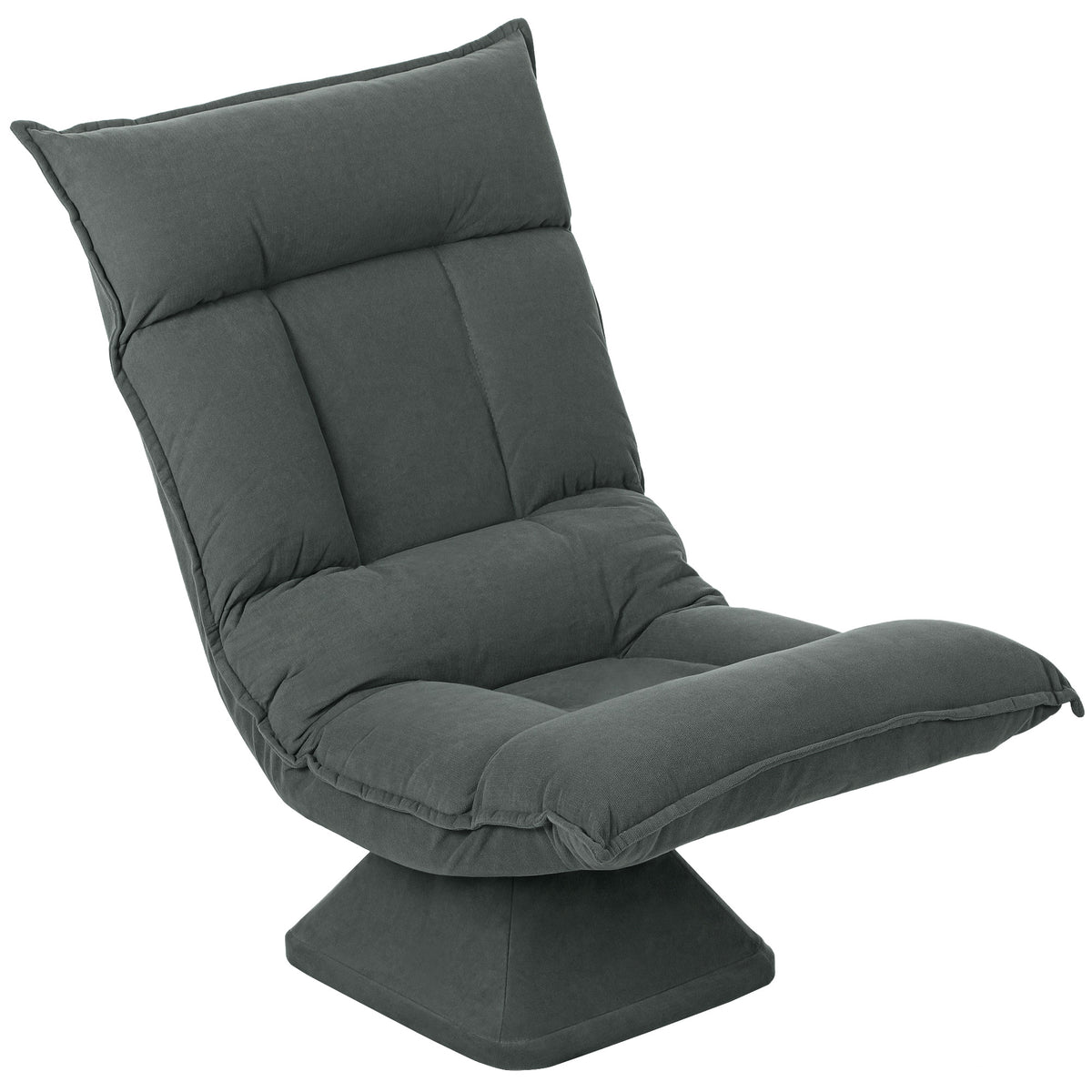 Floor chair with 5-position adjustable backrest, swivel, modern upholstered chair, dark grey