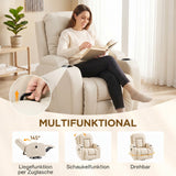 Massage chair with rocking, reclining & heating function, 3 modes, swivel, cream white (5)