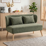 2-seater sofa, small chenille sofa with wingback, thick seat, rubberwood legs, dark green (2)