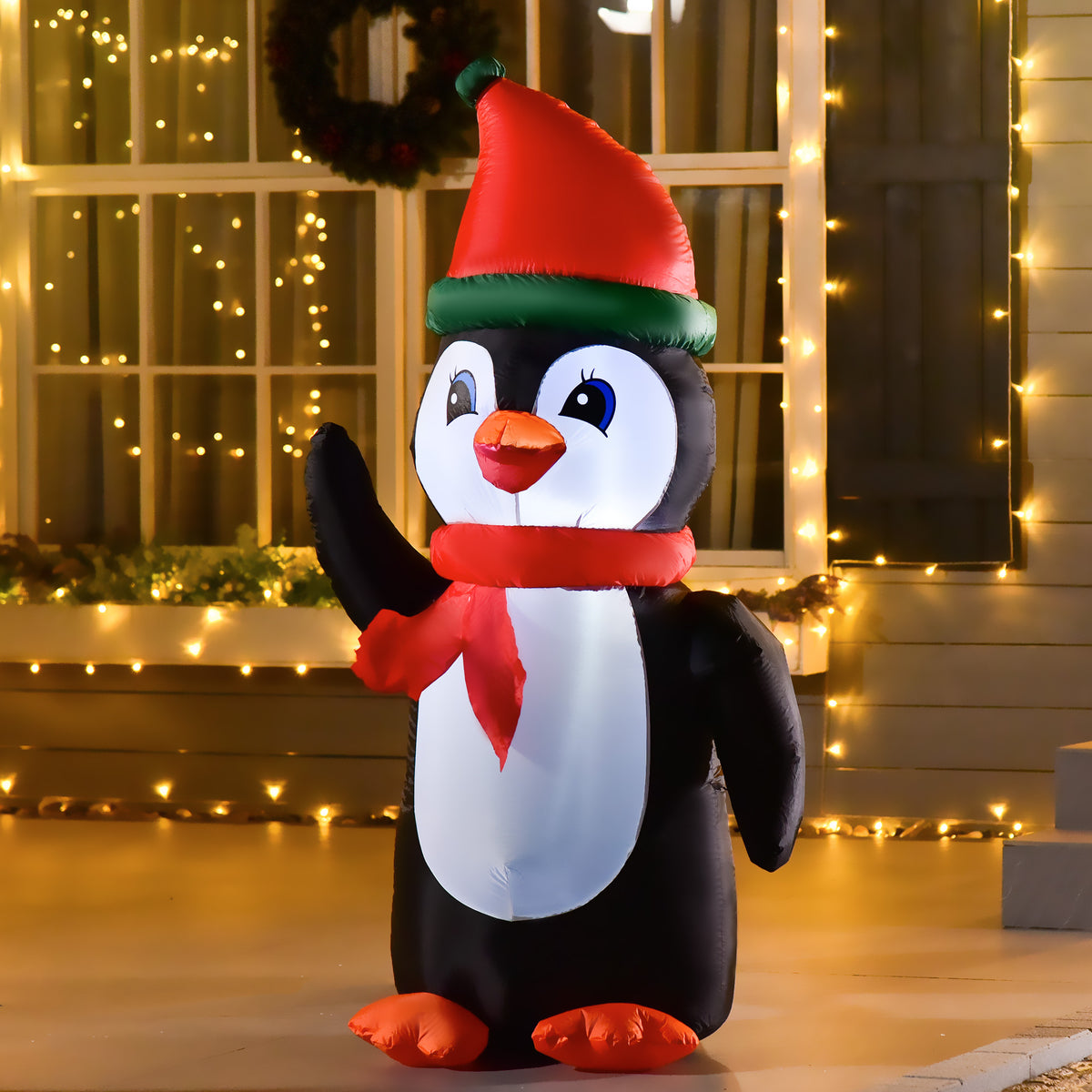 155cm Inflatable Christmas Penguin Christmas Decoration with 3 Built-in Lights, Inflatable Christmas Decoration (2)
