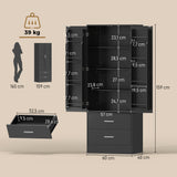 Pantry cabinet 8 door shelves adjustable shelves kitchen cupboard 159 cm black (3)