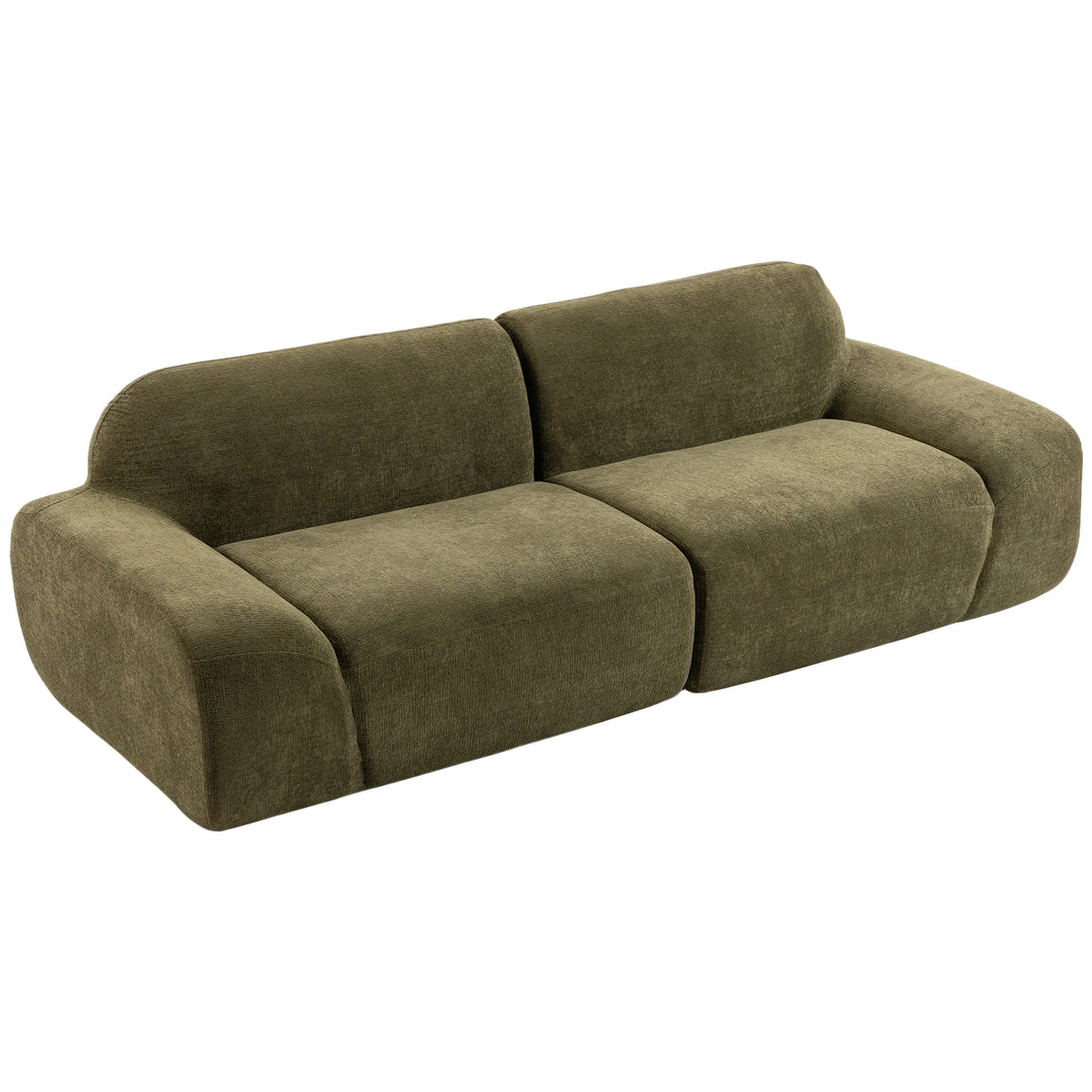 3-seater sofa, rounded and frameless, with a spacious seat, thickly padded, no assembly required, dark green