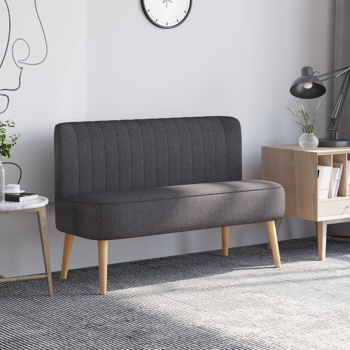 2-seater sofa, soft upholstery, easy-care cover, up to 220 kg, 117 x 56.5 x 77 cm, dark gray (2)