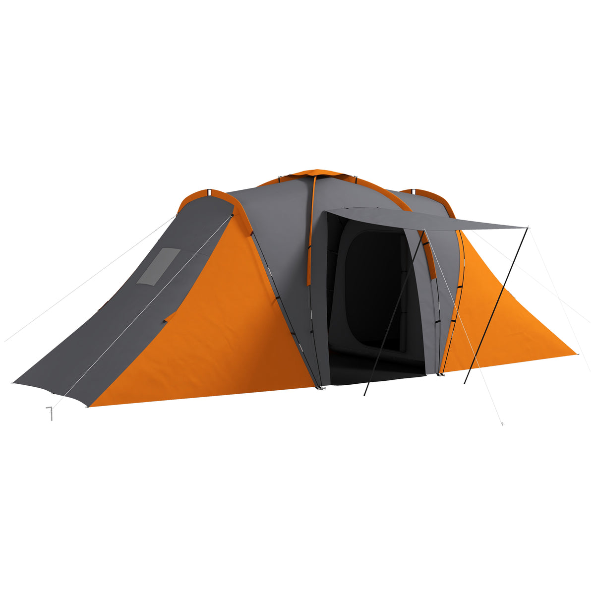 Tunnel tent, 2000mm water-resistant camping tent for 4 people, with 2 bedrooms, living area, carrying bag