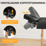Height-adjustable massage table, wooden frame, foldable massage bed, foam padding, black (5)