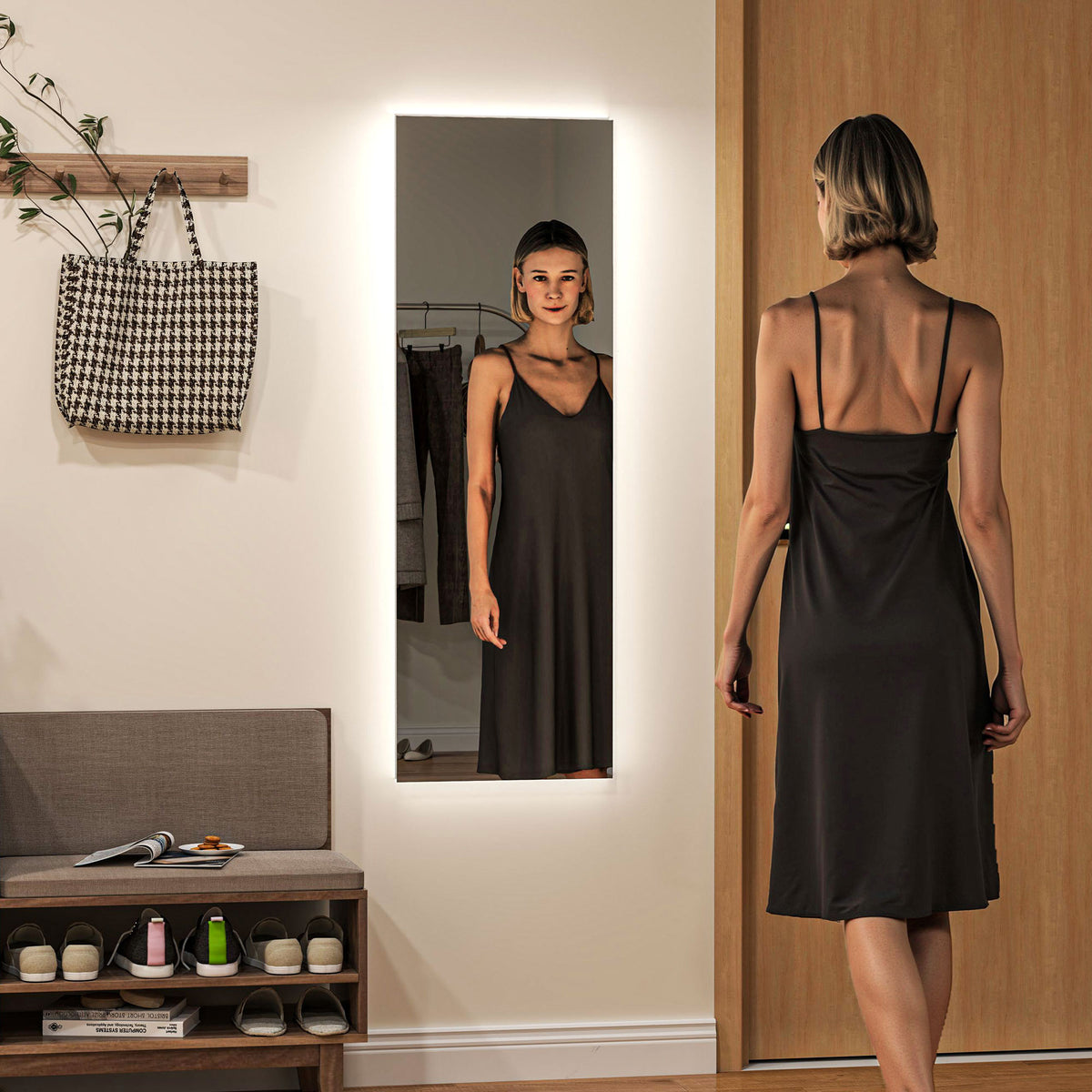 LED full-length mirror, dimmable, frameless, touch control, 40 x 120 cm (2)