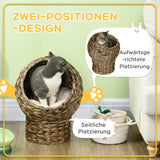 Rattan cat basket cat cave cat house cat bed with cushion pet bed water hyacinth coffee 40 x 37 x 51 cm (4)
