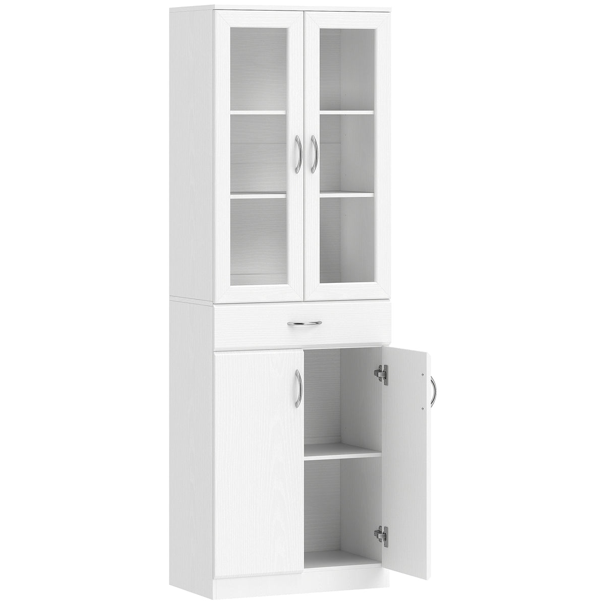 Kitchen cabinet buffet cabinet with adjustable shelf, drawer, 2-door cupboard, tall cabinet with glass door, 60