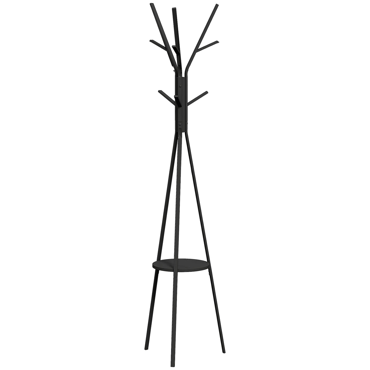 Coat Rack Garment Rack with Shelf and 8 Hooks Jacket Stand Modern Hall Tree for Clothes Hat Bag, Living Room
